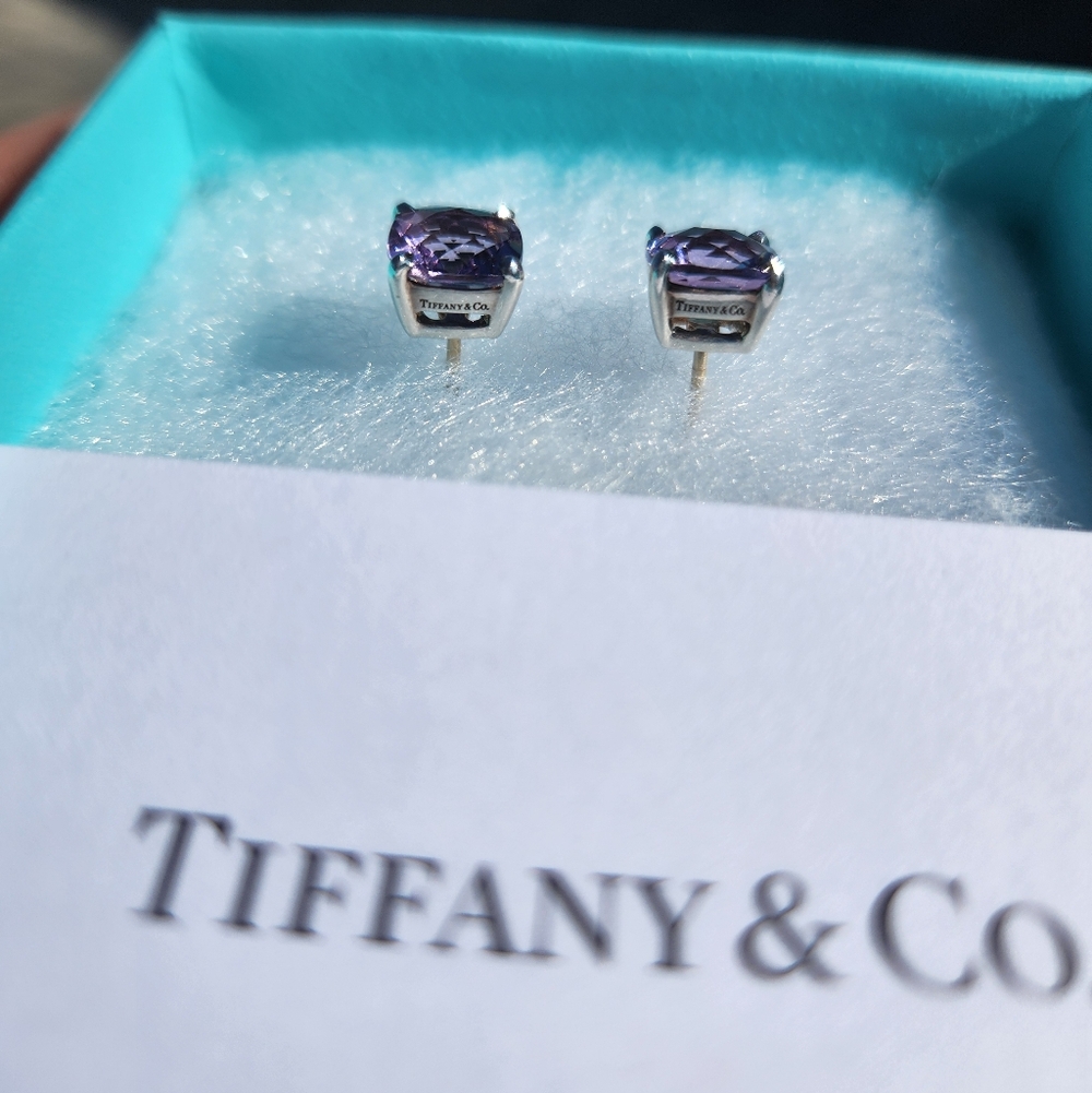Tiffany & Co. Faceted Lavender Amethyst Stud Earrings - Picture 9 of 9